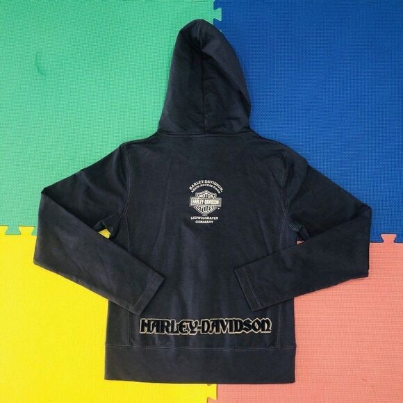 Vintage Y2K 2007 Harley Davidson Gray Zip Up Sweatershirt Hoodie Geemany Small S - Picture 2 of 7